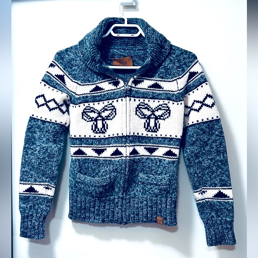 TNA Gray and White Knit Cardigan 💯 % lambswool! Size M